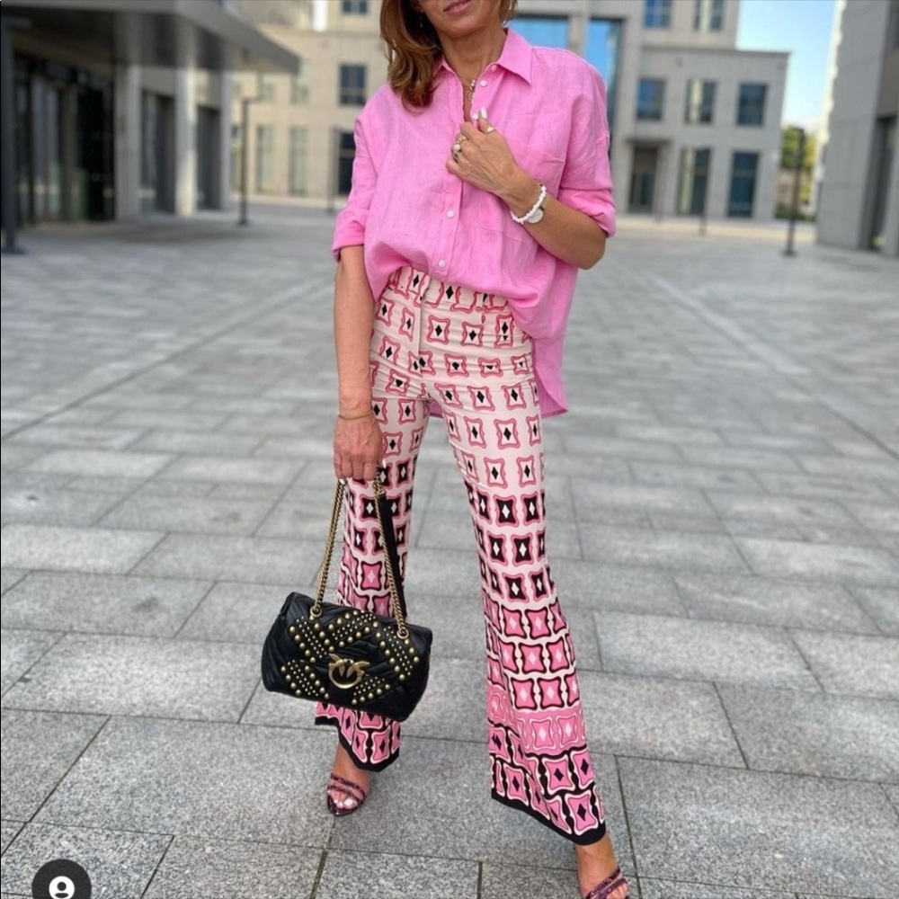Zara Printed Flare Pants Geometric - Picture 4 of 11